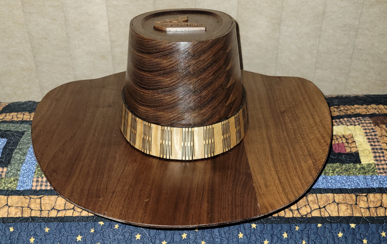 Stunning handcrafted wooden cowboy hat